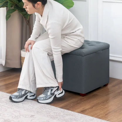 Pouf carré en tissu Adeco avec plateau