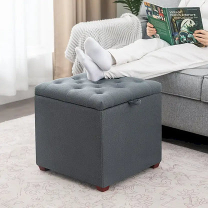 Pouf carré en tissu Adeco avec plateau