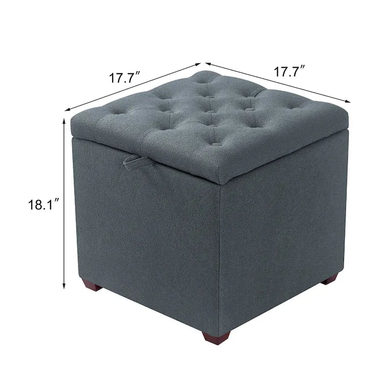 Pouf carré en tissu Adeco avec plateau