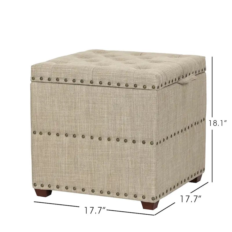 Pouf carré en tissu Adeco avec plateau