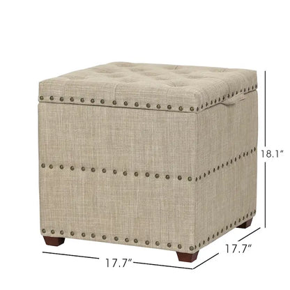 Pouf carré en tissu Adeco avec plateau