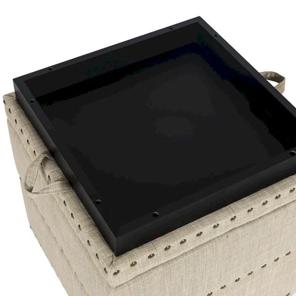 Pouf carré en tissu Adeco avec plateau