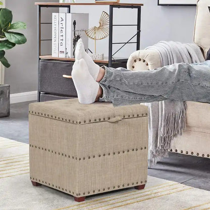 Pouf carré en tissu Adeco avec plateau