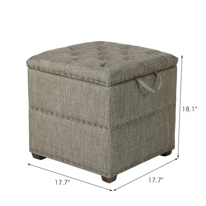 Pouf carré en tissu Adeco avec plateau