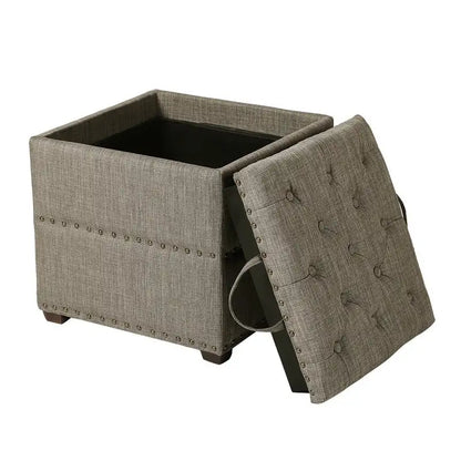 Pouf carré en tissu Adeco avec plateau