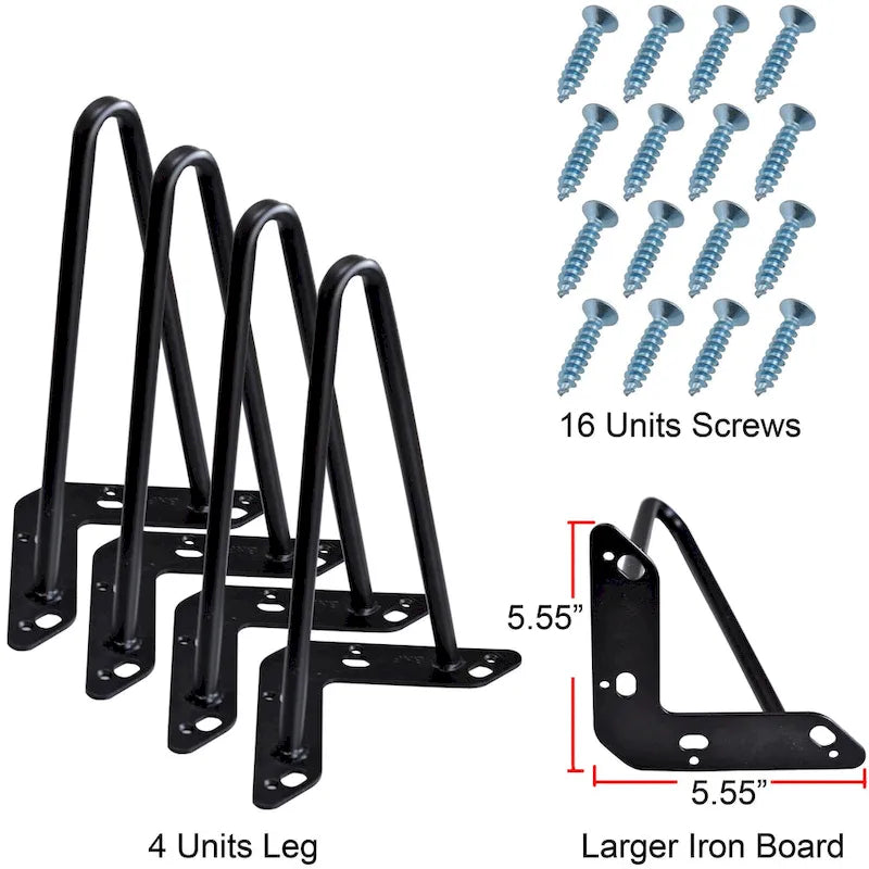 Pieds de table en métal épingle à cheveux (lot de 4)