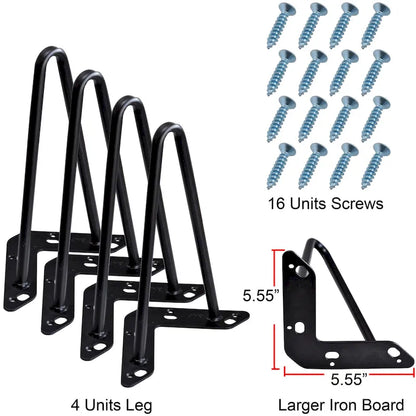 Pieds de table en métal épingle à cheveux (lot de 4)