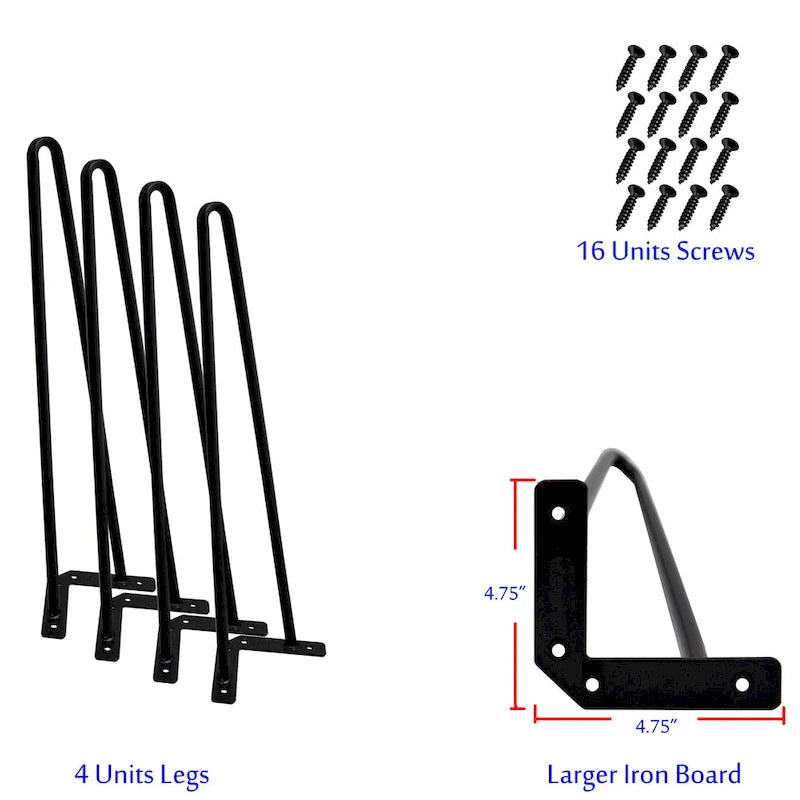 Pieds de table en métal épingle à cheveux (lot de 4)