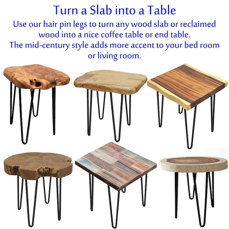 Pieds de table en métal épingle à cheveux (lot de 4)