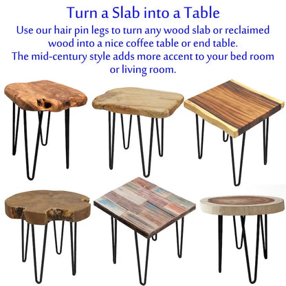 Pieds de table en métal épingle à cheveux (lot de 4)