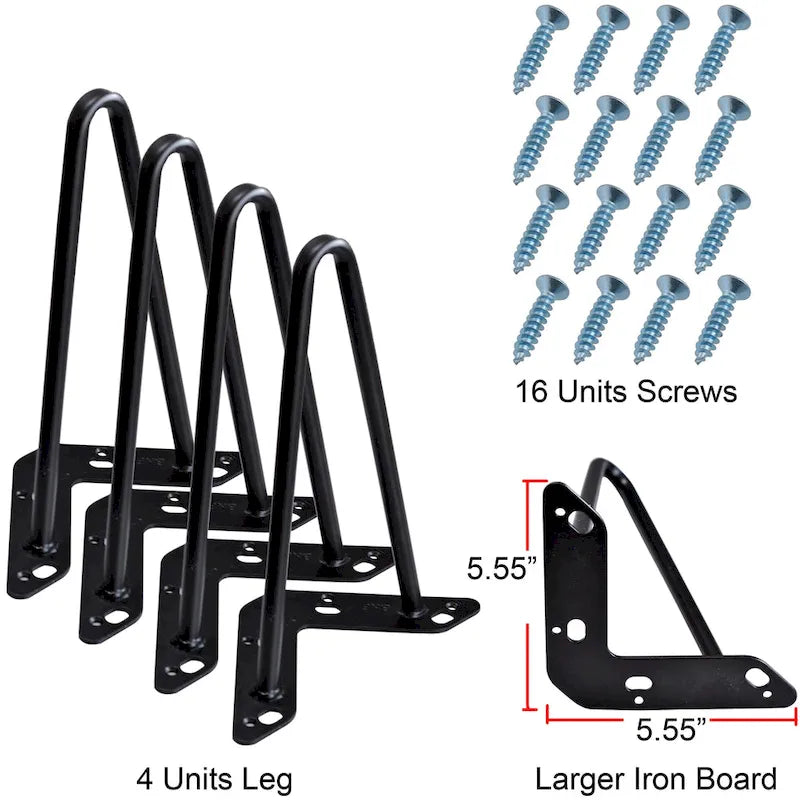 Pieds de table en métal épingle à cheveux (lot de 4)