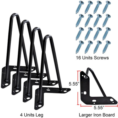 Pieds de table en métal épingle à cheveux (lot de 4)