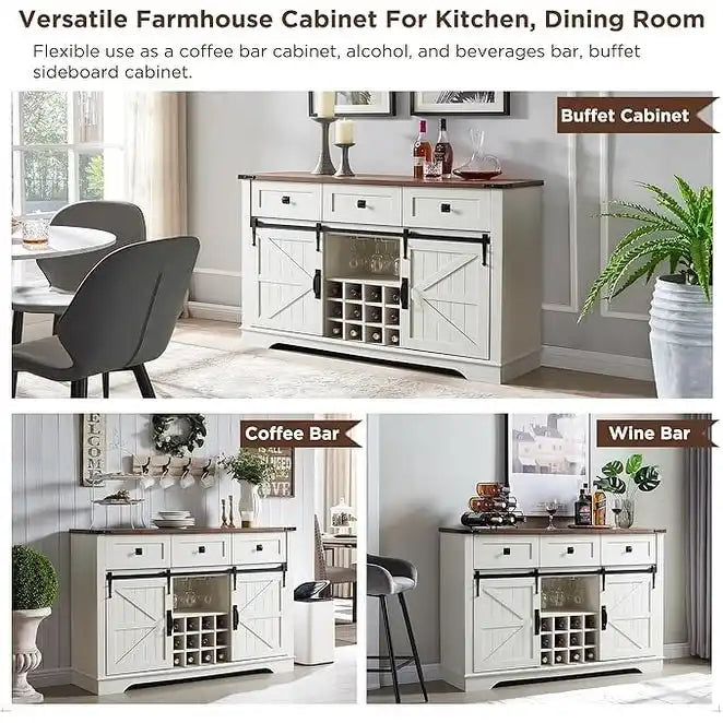 Meuble bar de style campagnard, meuble bar à café/vin avec casier à bouteilles et à verres.