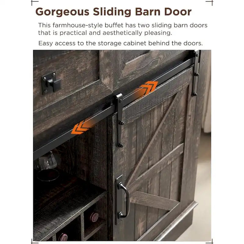 Meuble bar de style campagnard, meuble bar à café/vin avec casier à bouteilles et à verres.