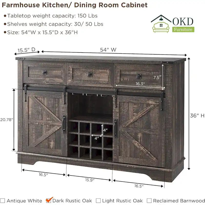 Meuble bar de style campagnard, meuble bar à café/vin avec casier à bouteilles et à verres.