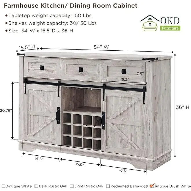 Meuble bar de style campagnard, meuble bar à café/vin avec casier à bouteilles et à verres.