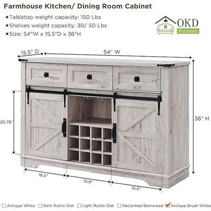 Meuble bar de style campagnard, meuble bar à café/vin avec casier à bouteilles et à verres.