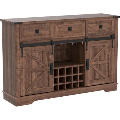 Meuble bar de style campagnard, meuble bar à café/vin avec casier à bouteilles et à verres.