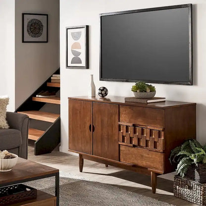 Buffet Kieran style Mid-Century en bois, 2 portes et 3 tiroirs, par iNSPIRE Q Modern