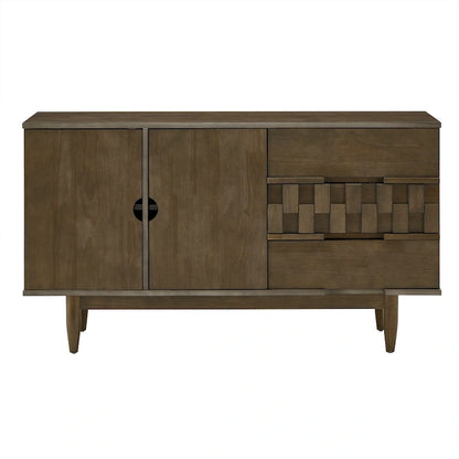 Buffet Kieran style Mid-Century en bois, 2 portes et 3 tiroirs, par iNSPIRE Q Modern