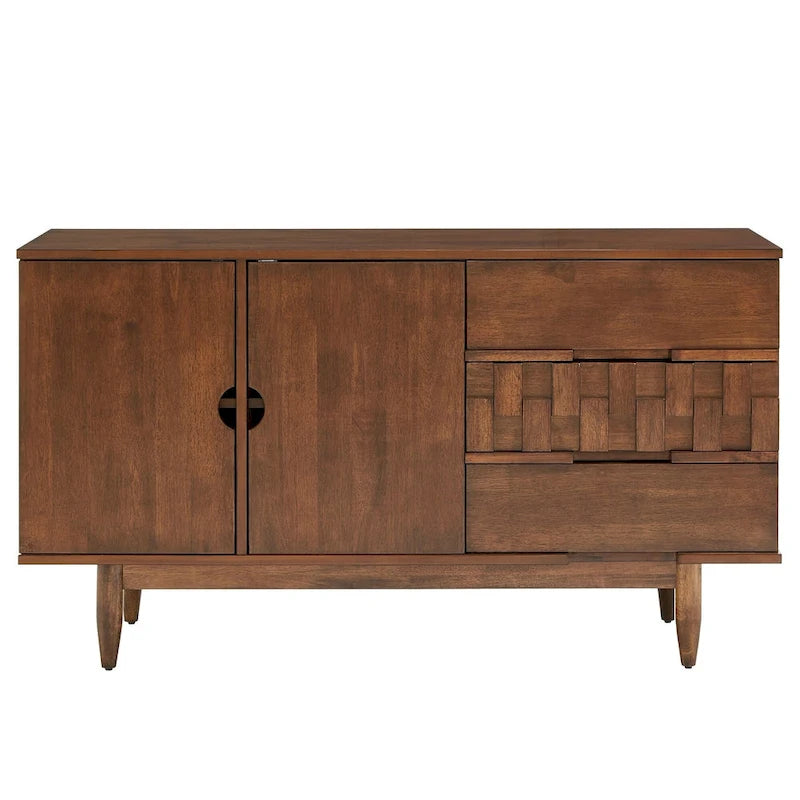 Buffet Kieran style Mid-Century en bois, 2 portes et 3 tiroirs, par iNSPIRE Q Modern