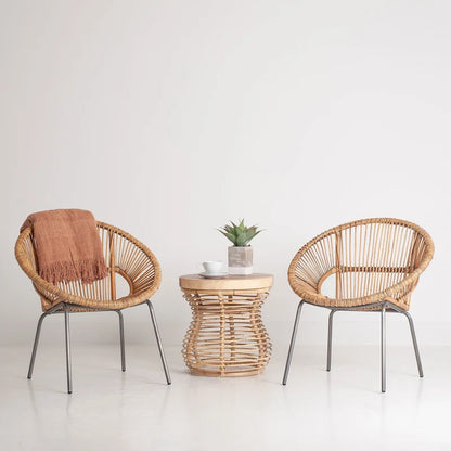 Fauteuil Papasan d'appoint en rotin naturel tissé à la main par East at Main