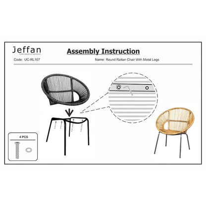 Fauteuil Papasan d'appoint en rotin naturel tissé à la main par East at Main