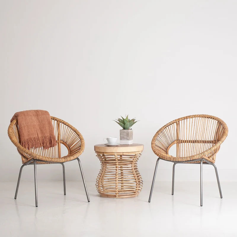 Fauteuil Papasan d'appoint en rotin naturel tissé à la main par East at Main