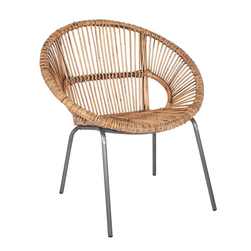 Fauteuil Papasan d'appoint en rotin naturel tissé à la main par East at Main
