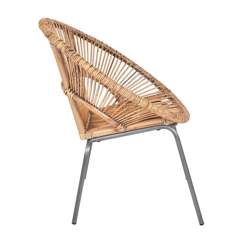 Fauteuil Papasan d'appoint en rotin naturel tissé à la main par East at Main