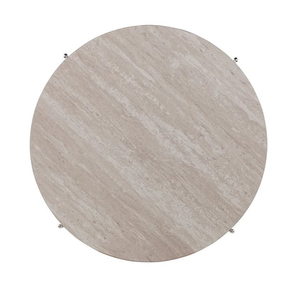 Table basse ronde moderne SEI Furniture Henderson en faux marbre avec étagère inférieure