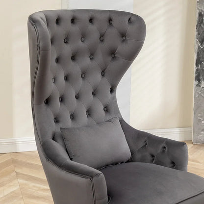 Fauteuils d'appoint KINWELL à haut dossier capitonné, en velours, lot de 2