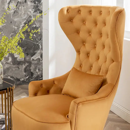 Fauteuils d'appoint KINWELL à haut dossier capitonné, en velours, lot de 2