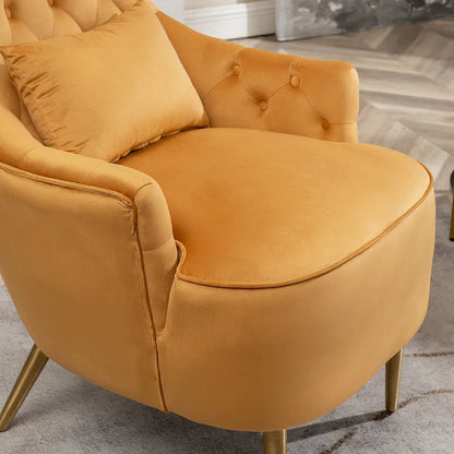 Fauteuils d'appoint KINWELL à haut dossier capitonné, en velours, lot de 2