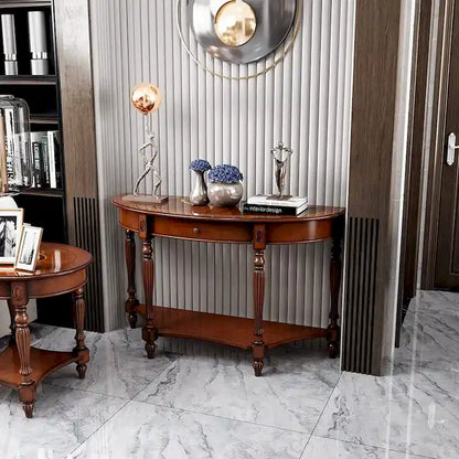 Table basse console en bois massif avec tiroir de rangement