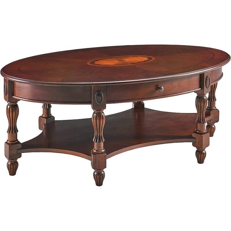 Table basse console en bois massif avec tiroir de rangement