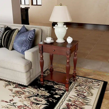 Table basse console en bois massif avec tiroir de rangement