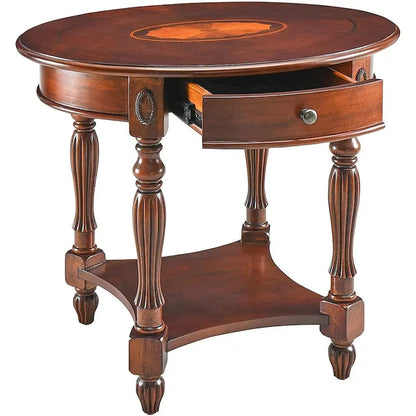 Table basse console en bois massif avec tiroir de rangement