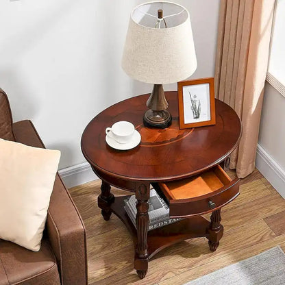 Table basse console en bois massif avec tiroir de rangement