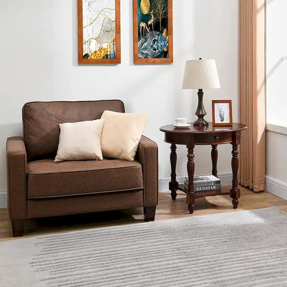 Table basse console en bois massif avec tiroir de rangement