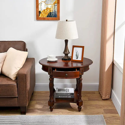 Table basse console en bois massif avec tiroir de rangement