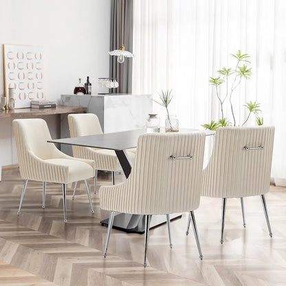 Ensemble de 4 chaises de salle à manger SEYNAR modernes en velours plissé avec poignée arrière