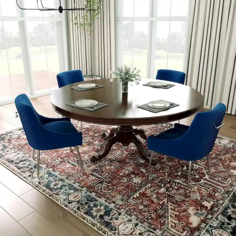 Ensemble de 4 chaises de salle à manger SEYNAR modernes en velours plissé avec poignée arrière