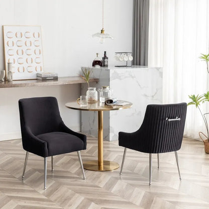 Ensemble de 4 chaises de salle à manger SEYNAR modernes en velours plissé avec poignée arrière