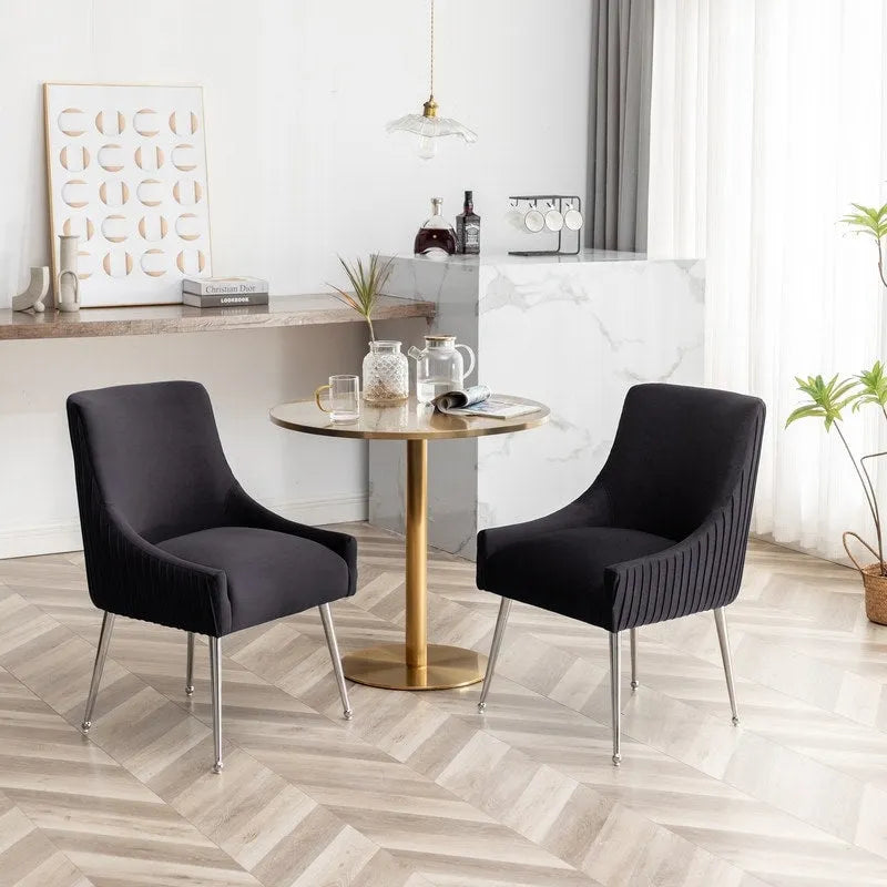 Ensemble de 4 chaises de salle à manger SEYNAR modernes en velours plissé avec poignée arrière