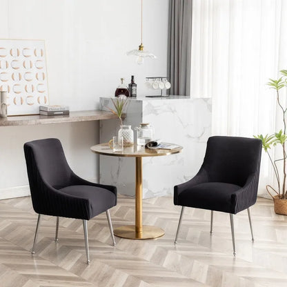 Ensemble de 4 chaises de salle à manger SEYNAR modernes en velours plissé avec poignée arrière