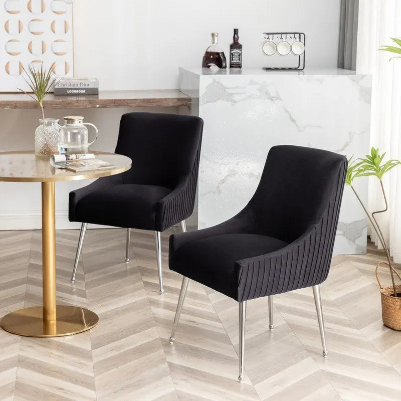 Ensemble de 4 chaises de salle à manger SEYNAR modernes en velours plissé avec poignée arrière