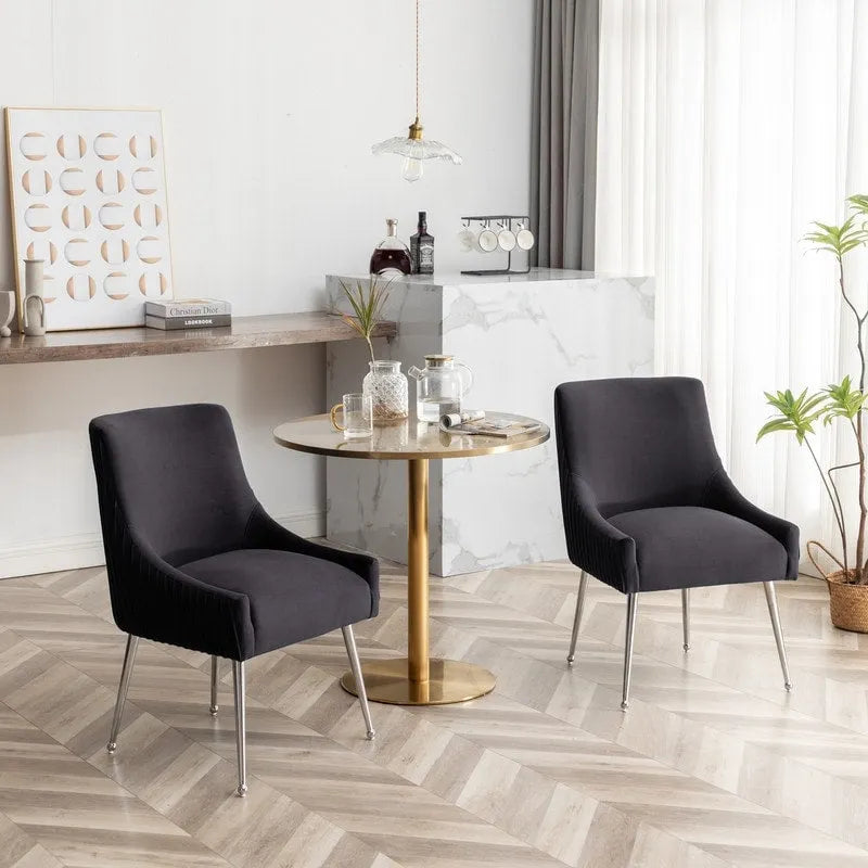 Ensemble de 4 chaises de salle à manger SEYNAR modernes en velours plissé avec poignée arrière