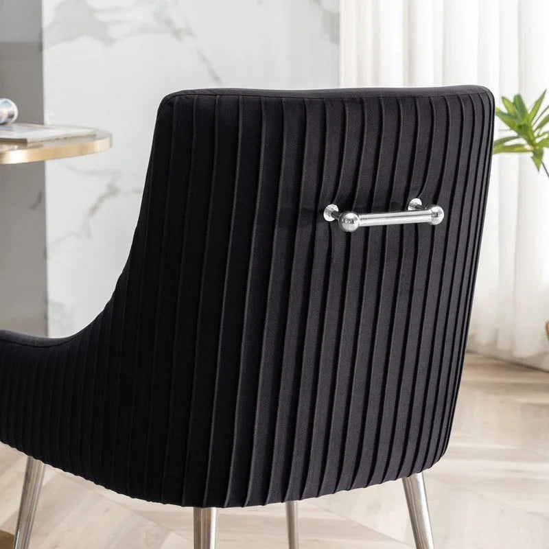 Ensemble de 4 chaises de salle à manger SEYNAR modernes en velours plissé avec poignée arrière