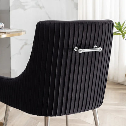 Ensemble de 4 chaises de salle à manger SEYNAR modernes en velours plissé avec poignée arrière